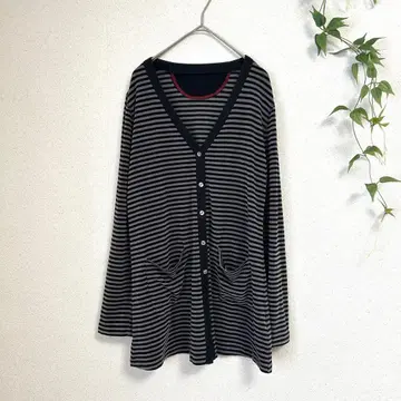 [트래픽] 롱 가디건 튜닉 L 보더 일본제 루즈핏