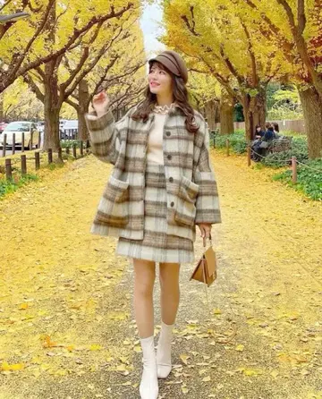 DEICY 샤기 체크 자켓 셋업