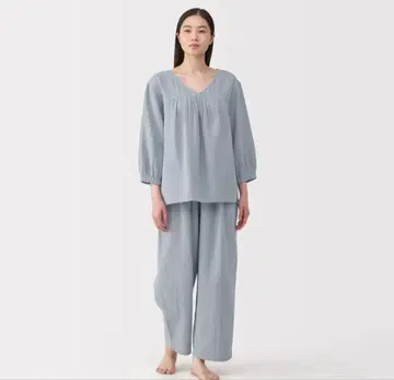 무인양품 포근한 시보 거즈 칠부 소매 룸웨어 세트