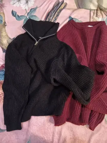 GU 블랙 지퍼 니트 M 사이즈 록키 먼로 니트 L 사이즈