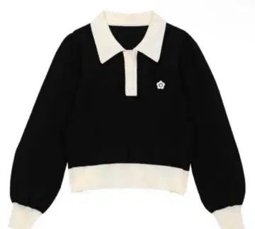 마리콴트 MARY QUANT 바이컬러 데이지 폴로 긴팔