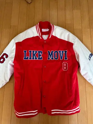 LIKE MOVI 바시티 자켓 레드/화이트 8