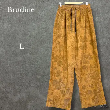 브라디느 [ L ] 코듀로이 이지 팬츠 꽃무늬 와이드 브라운