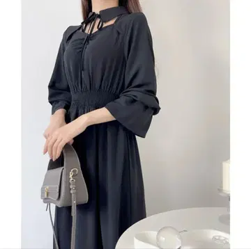 mily bilet 카라 부착 데콜테 머메이드 원피스