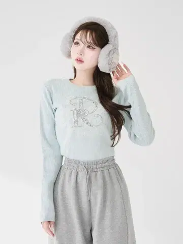 다리치 Darich DR 비쥬 플라워 리브 니트탑