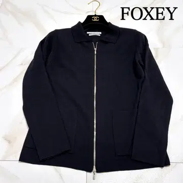 FOXEY 폭시 캐시미어 혼방 니트 가디건 네이비 컬러