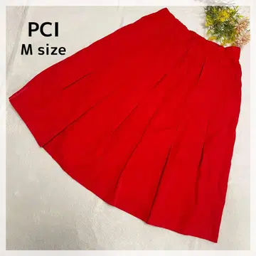 [PCI] 턱 플레어 스커트 M 레드 포켓 부착 일본제 고급