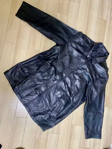 블랙 가죽 롱 자켓 양가죽 LL