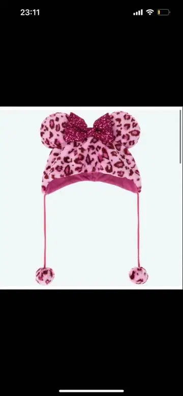 미니 레오파드 무늬 팬 캡 핑크