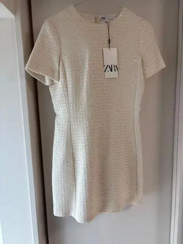 ZARA 트위드 화이트 미니 원피스 S