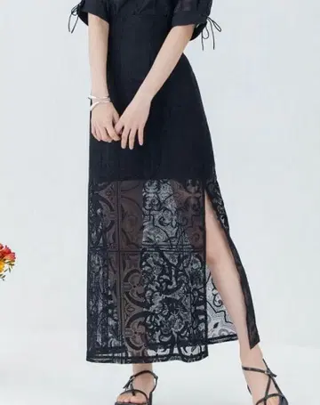 [ 새상품급 ] LILY BROWN/패널 레이스 스커트 블랙