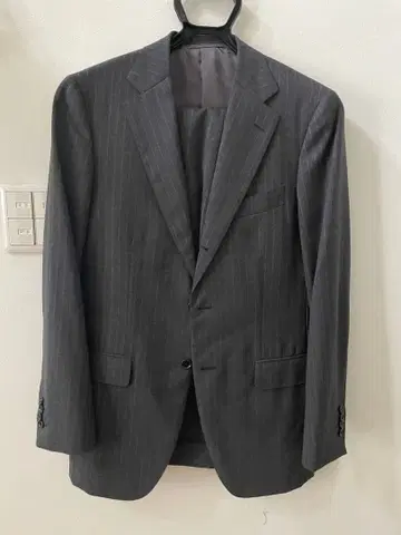 BEAMS 스트라이프 그레이 비즈니스 정장 48 (8R)
