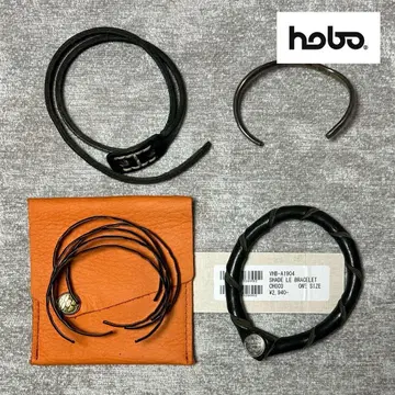 hobo 셰이드 가죽 팔찌 2종 + 놋쇠 뱅글 2종 총 4개 세트