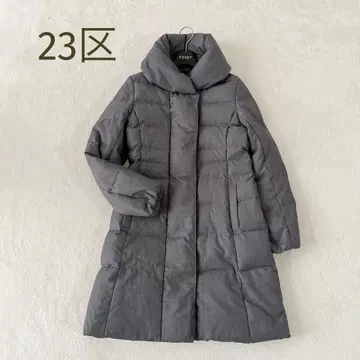 새상품급 23구 빅 칼라 여배우 옷깃 롱 다운 코트 그레이 사이즈 38