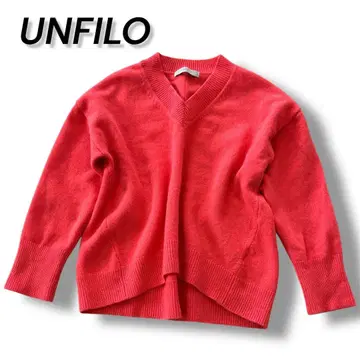 UNFILO 울 캐시미어 V넥 니트 M 드롭 숄더 니트