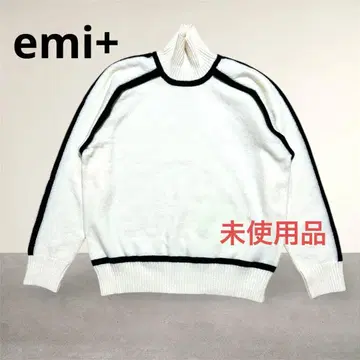 미사용품 emi+ 배색 라인 터틀넥 니트 아이보리 F