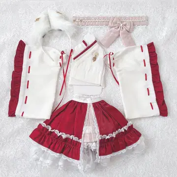 딜러 제작 인형 의류 일본풍 여우 귀 빨간색 MDD