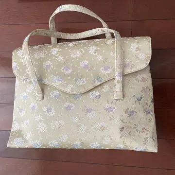 일본 의류용 기모노용 브라운색 차도 연습용 꽃무늬 백