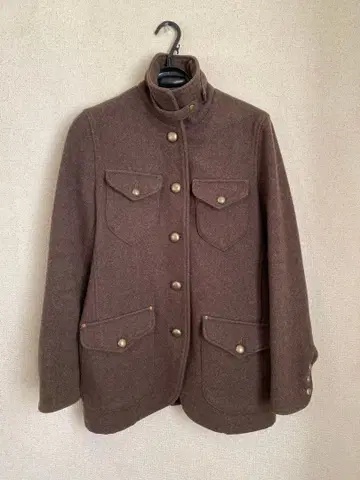 밀리터리풍 카키 울 코트