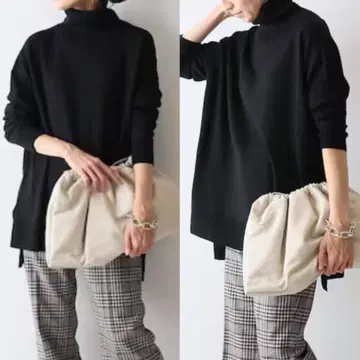 FRAMeWORK 하이 게이지 천축 터틀넥 블랙 프레임워크