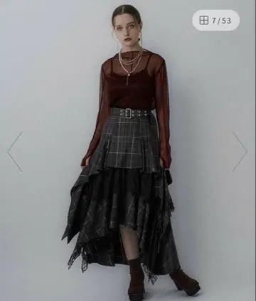 HARE 타탄 체크 캉캉 스커트