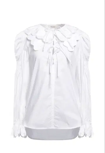 meimeij 화이트 프릴 옷깃 긴팔 셔츠