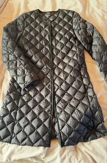 유니클로 퀼팅 다운 코트 L 블랙