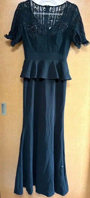 Sobre 블랙 레이스 페플럼 롱 드레스 L 사이즈