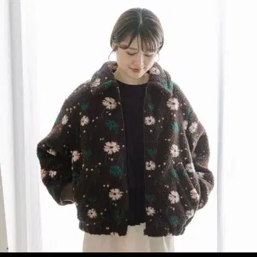 POUDOUDOU 플라워 자카드 보아 블루종