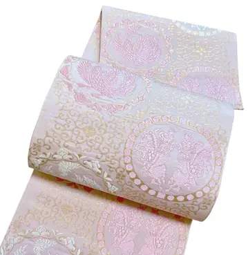 A 188 후쿠로 오비 육통 무늬 당직 봉황과 말 순수 실크 기모노