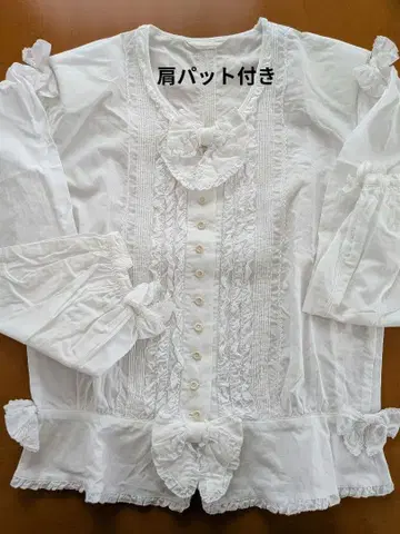 화이트 프릴 리본 셔츠