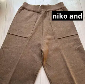 [ niko and ] 니트 팬츠 롱 바지 브라운