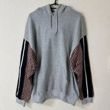 NOMA t.d 후드티 그레이 후드 부착 스트라이프 소매