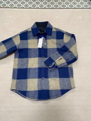 유니클로 오버 셔츠 자켓 체크 자켓 S 파랑