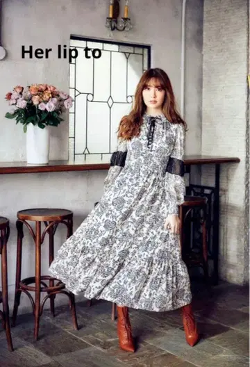 허립토 윈터 플로럴 롱 슬리브 드레스