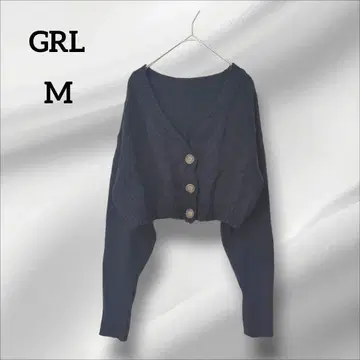 그레일 가디건 케이블 짜임 크롭 블랙 M