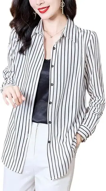 라스트 1점 스트라이프 긴팔 셔츠 쾌적 업무복 레저 평상복