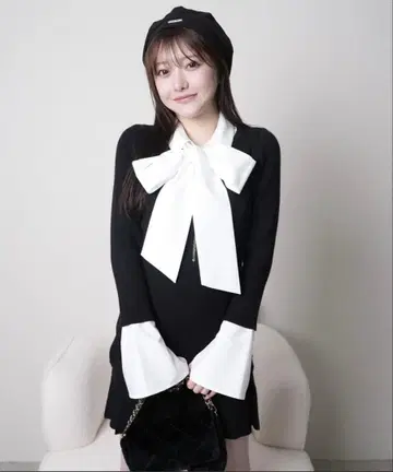 프론트 ZIP 니트 플리츠 원피스