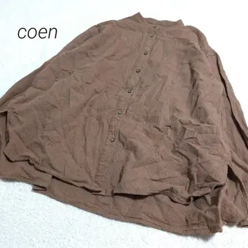 코엔 린넨 혼방 루즈핏 긴팔 셔츠 브라운 무지 캐주얼
