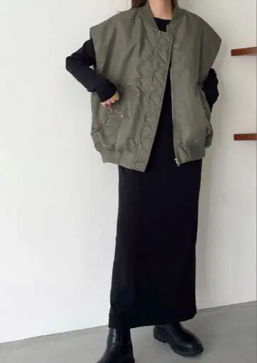 새상품급 CANAL JEAN MA-1 베스트 볼륨 슬리브 그린 그린