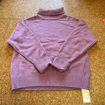 테치치 소매 넉넉한 핑크 하이넥 니트 프리 사이즈