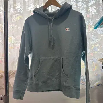 Champion 라이트 블루 후드티 M 사이즈