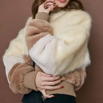 RESEXXY 인조 모피 절개 블루종