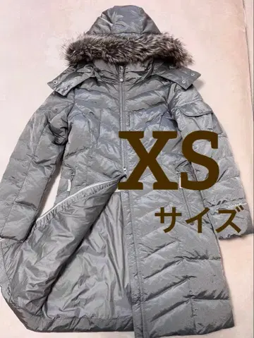 에디 바우어 롱 다운 코트 XS 그레이 퍼 후드 부착