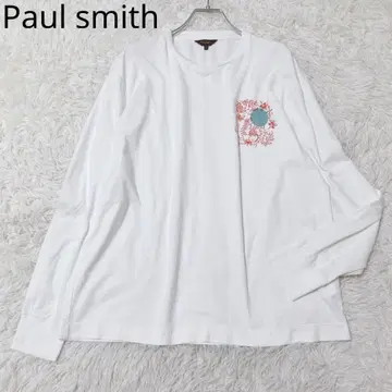 폴스미스 긴팔 티셔츠 보태니컬 무늬 면 100% 캐주얼 화이트 L