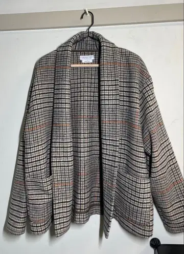 체크 무늬 숄카라 자켓