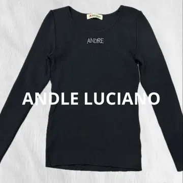새상품급! ANDLE LUCIANO 큐빅 로고 리브 니트 블랙