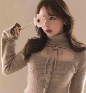 andmary 미로 리본 니트탑