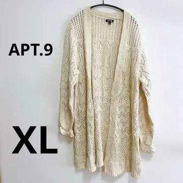 [ XL ] APT.9 시스루 니트 가디건 화이트 아이보리