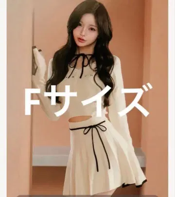 darich 다리치 허리 오픈 리본 디자인 니트 미니 원피스